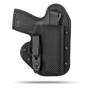 Comfortable Smith and Wesson Shield Appendix Holster by Hidden Hybrid Holsters, Right Hand Draw.