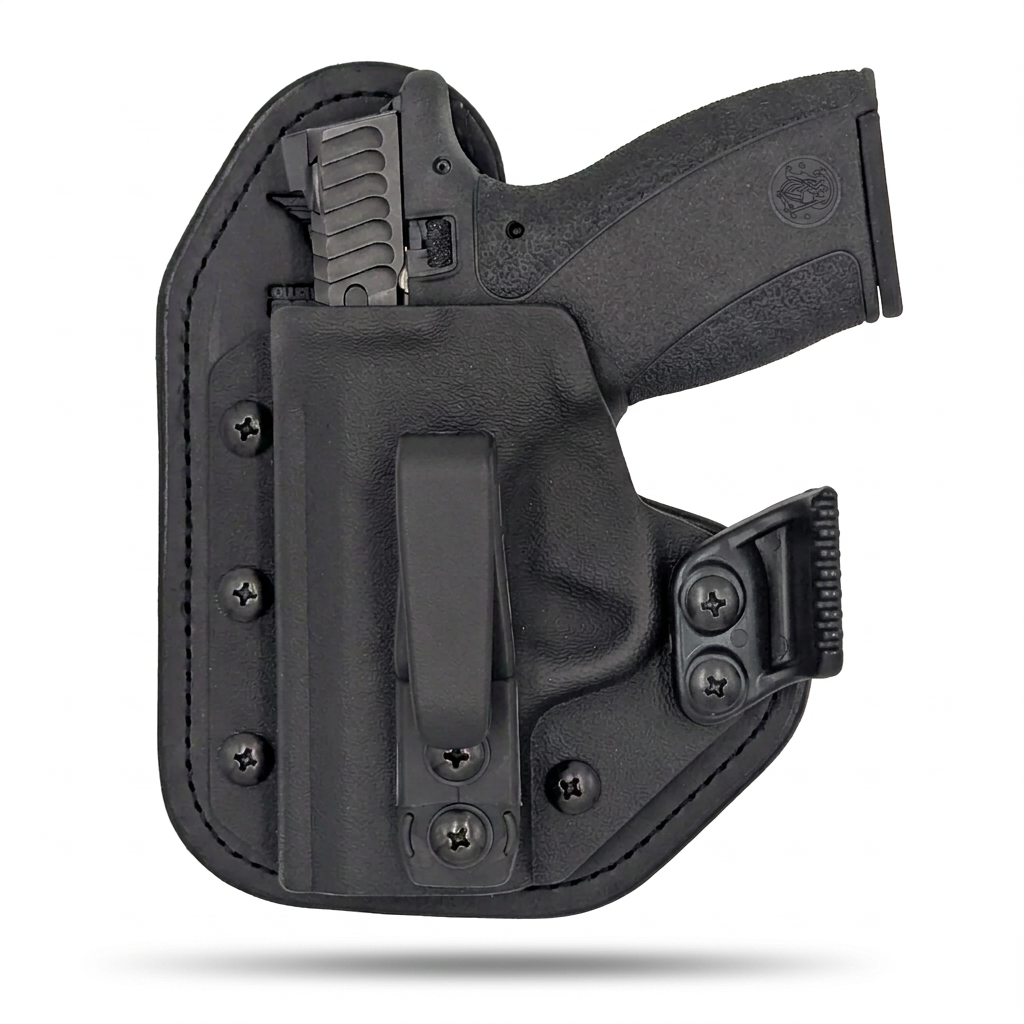 Black Hidden Hybrid single-clip appendix holster for Smith & Wesson Bodyguard 2.0, left-hand, with claw.