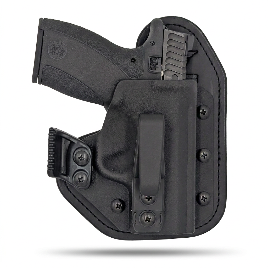 Black Hidden Hybrid single-clip appendix holster for Smith & Wesson Bodyguard 2.0, right-hand, with claw.