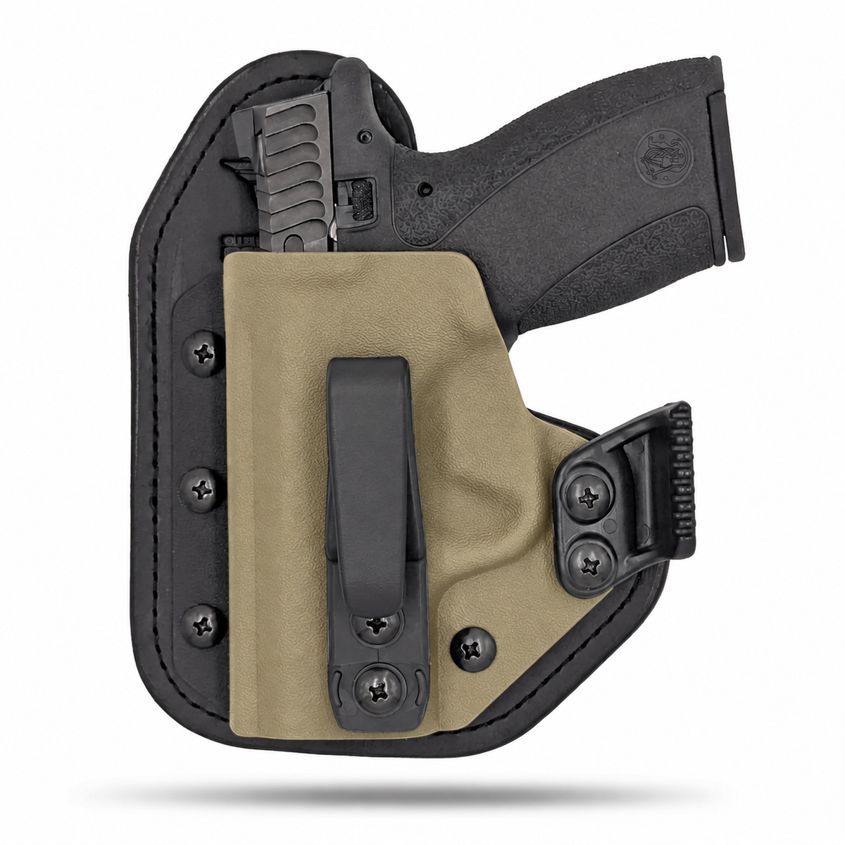 Flat Dark Earth Hidden Hybrid single-clip appendix holster for Smith & Wesson Bodyguard 2.0, left-hand, with claw.