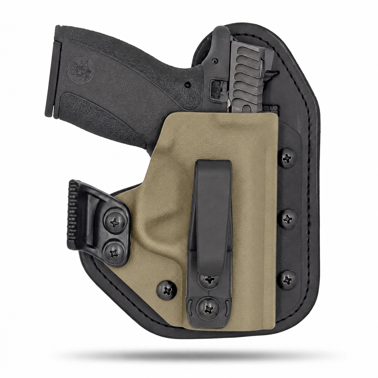 Flat Dark Earth Hidden Hybrid single-clip appendix holster for Smith & Wesson Bodyguard 2.0, right-hand, with claw.