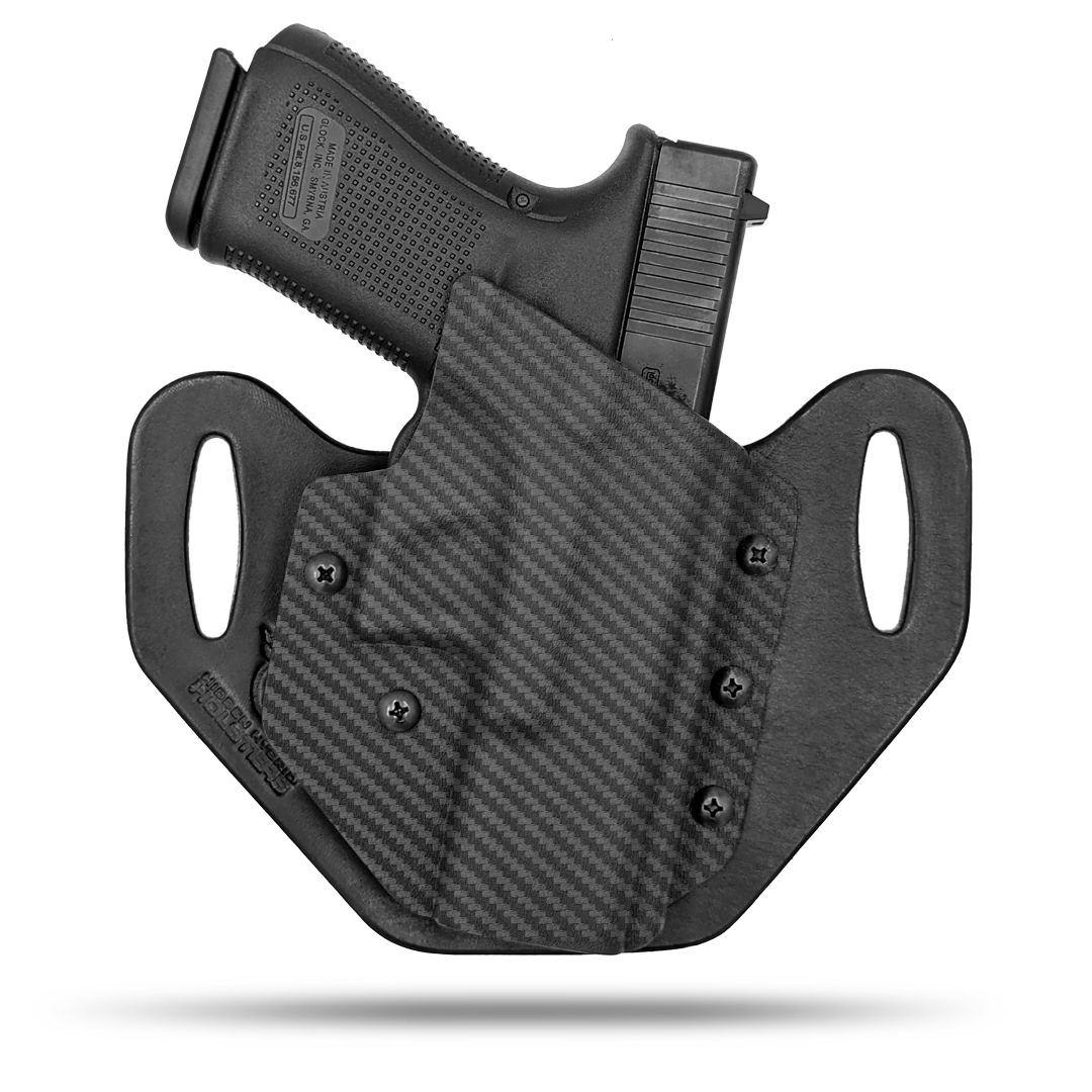 HIdden Hybrid Holsters, OWB, Outside the Waistband Holster made from quality leather and Kydex to provide comfort and retention