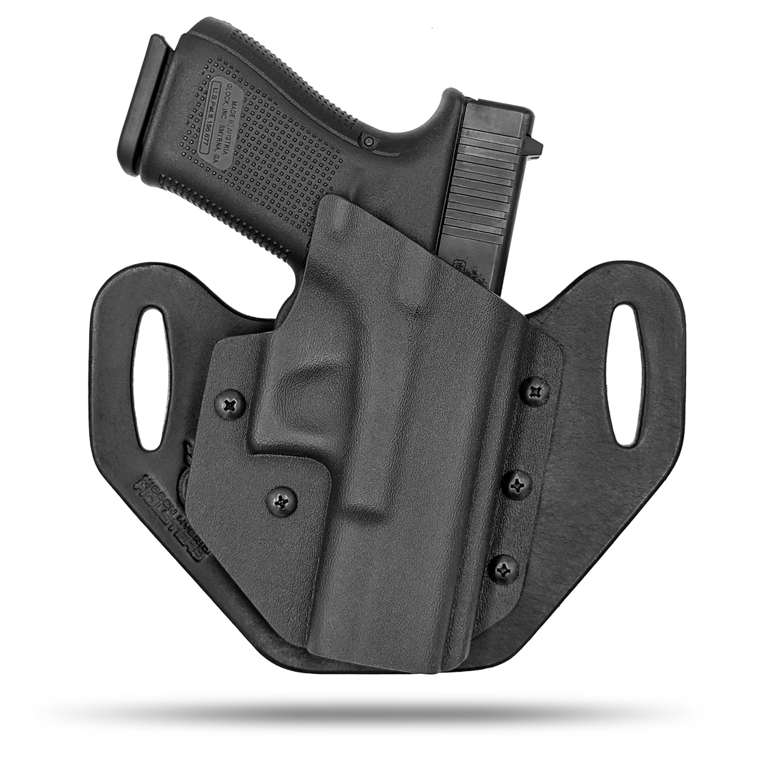 HIdden Hybrid Holsters, OWB, Outside the Waistband Holster made from quality leather and Kydex to provide comfort and retention