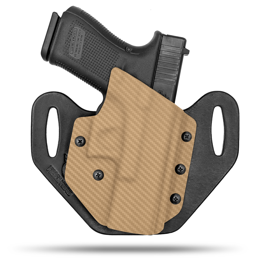 HIdden Hybrid Holsters, OWB, Outside the Waistband Holster made from quality leather and Kydex to provide comfort and retention