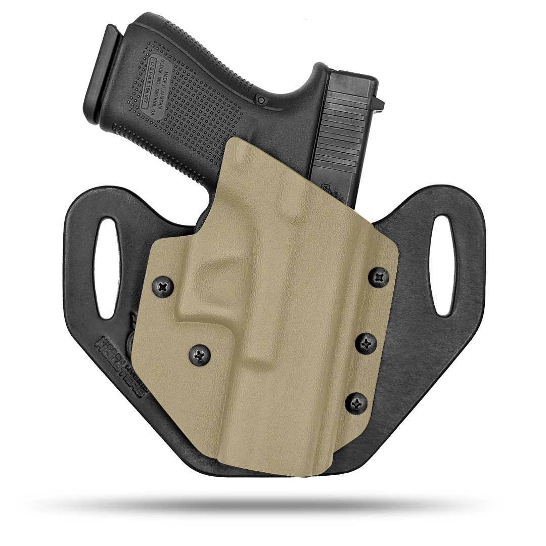 HIdden Hybrid Holsters, OWB, Outside the Waistband Holster made from quality leather and Kydex to provide comfort and retention