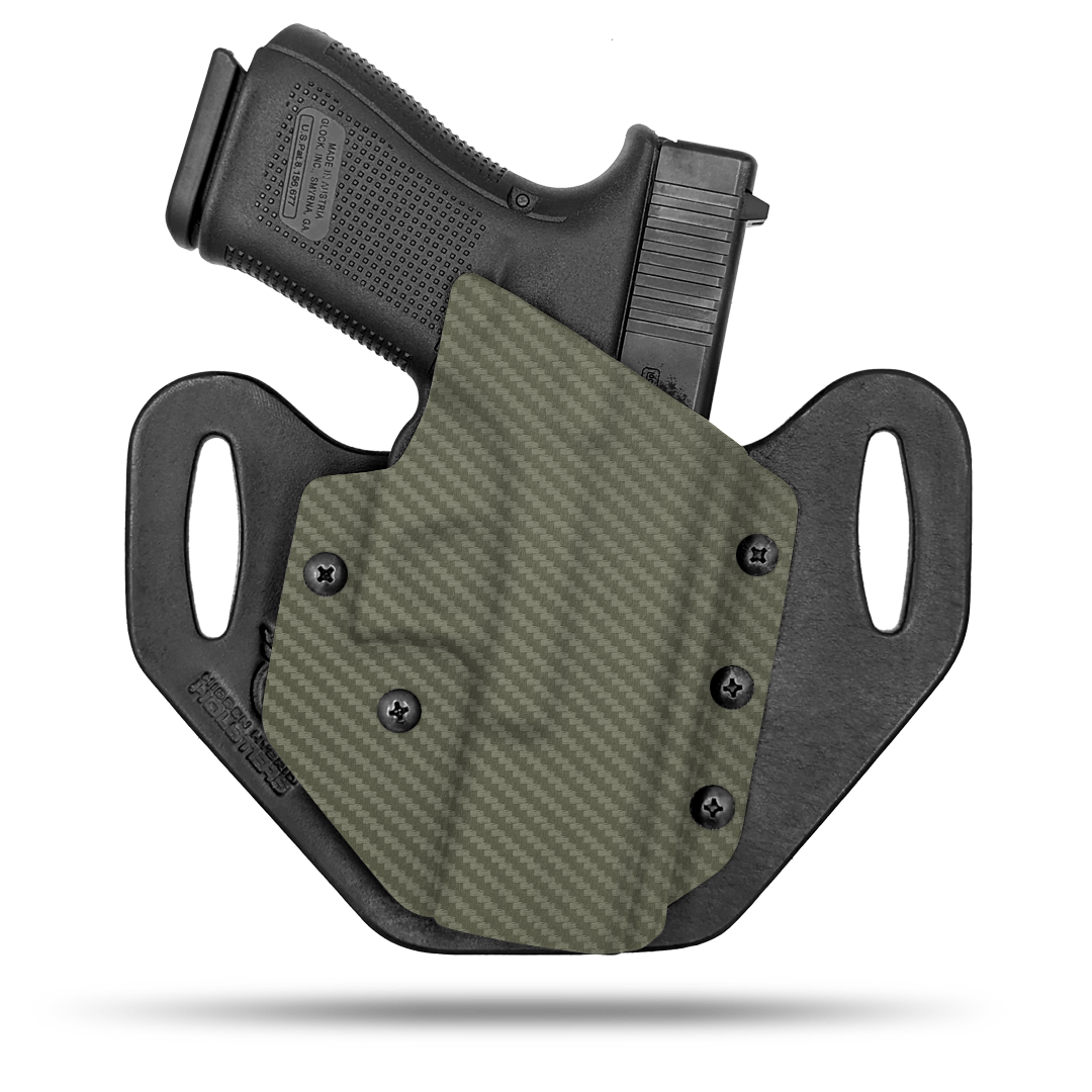 HIdden Hybrid Holsters, OWB, Outside the Waistband Holster made from quality leather and Kydex to provide comfort and retention