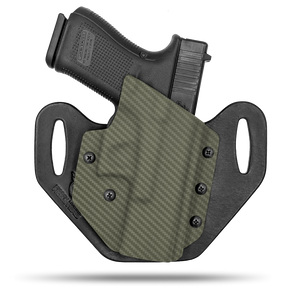 HIdden Hybrid Holsters, OWB, Outside the Waistband Holster made from quality leather and Kydex to provide comfort and retention