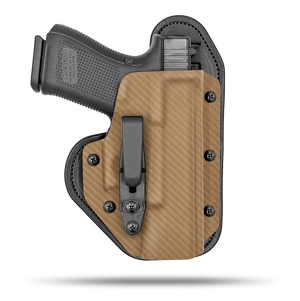 Comfortable Glock Appendix Holster Hidden Hybrid Holsters Right Hand Coyote Tan Carbon Fiber