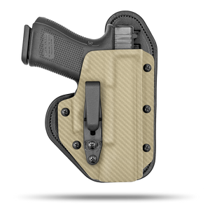 Comfortable Glock Appendix Holster Hidden Hybrid Holsters Right Hand FDE Caron Fiber