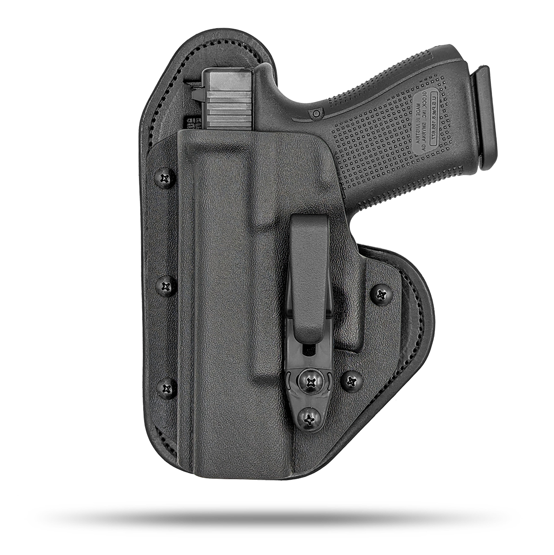 Small of the Back holster, Right Hand Draw (palm out), Black Kydex - Hidden Hybrid Holsters