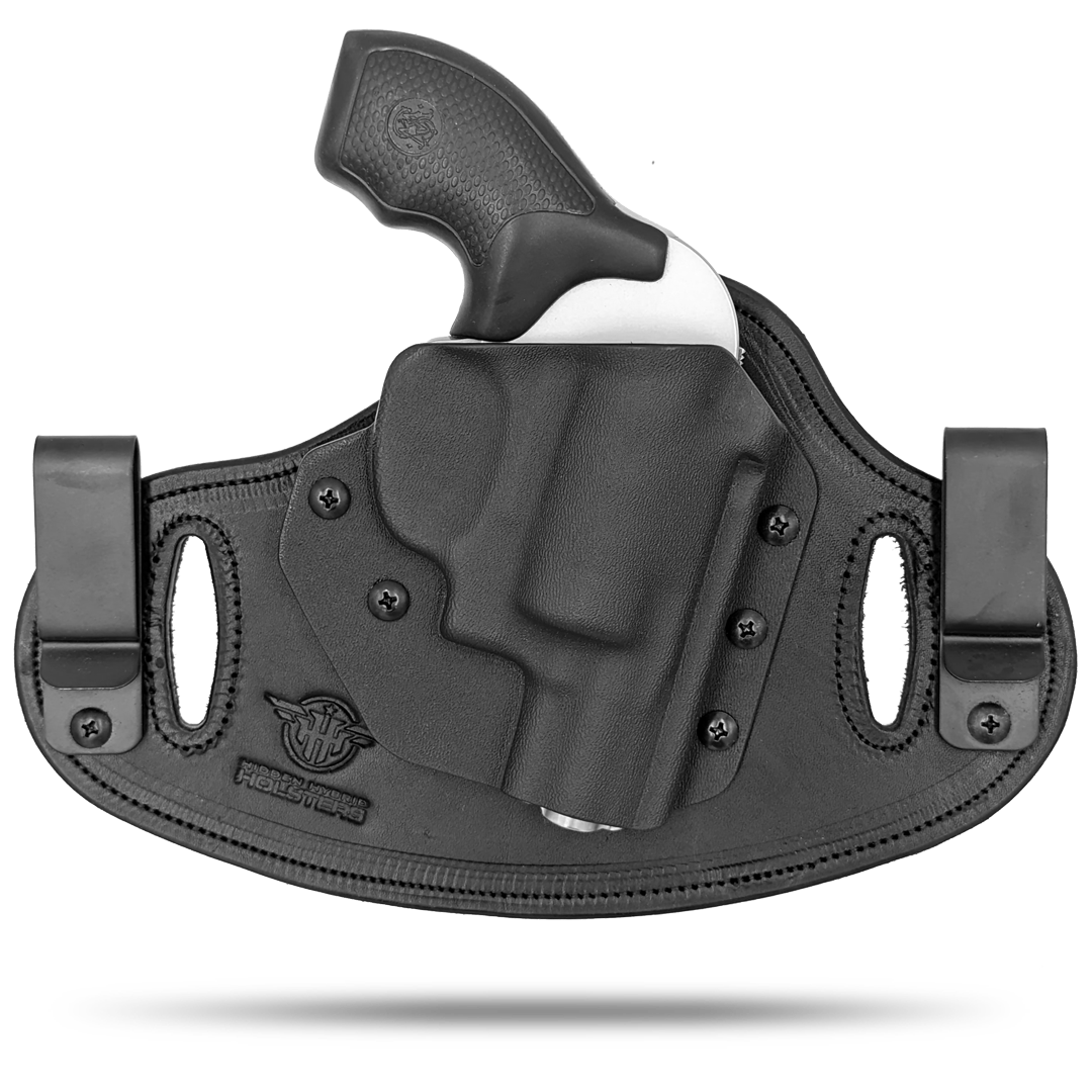 Hidden Hybrid Holsters Double Clip Revolver Holster that can be worn Inside the waistband or Outside the waistband