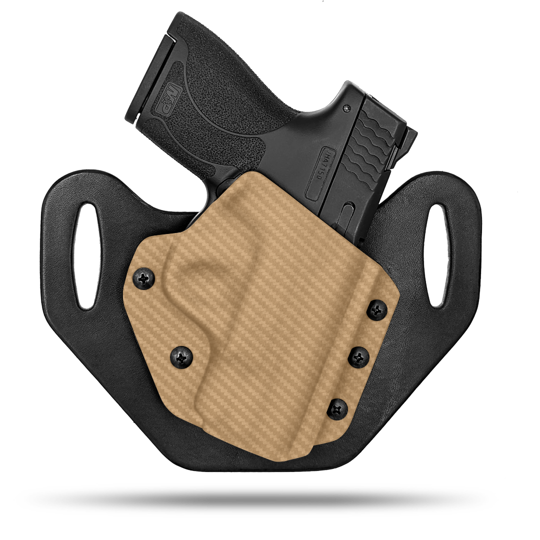 HIdden Hybrid Holsters, OWB, Outside the Waistband Holster made from quality leather and Kydex to provide comfort and retention