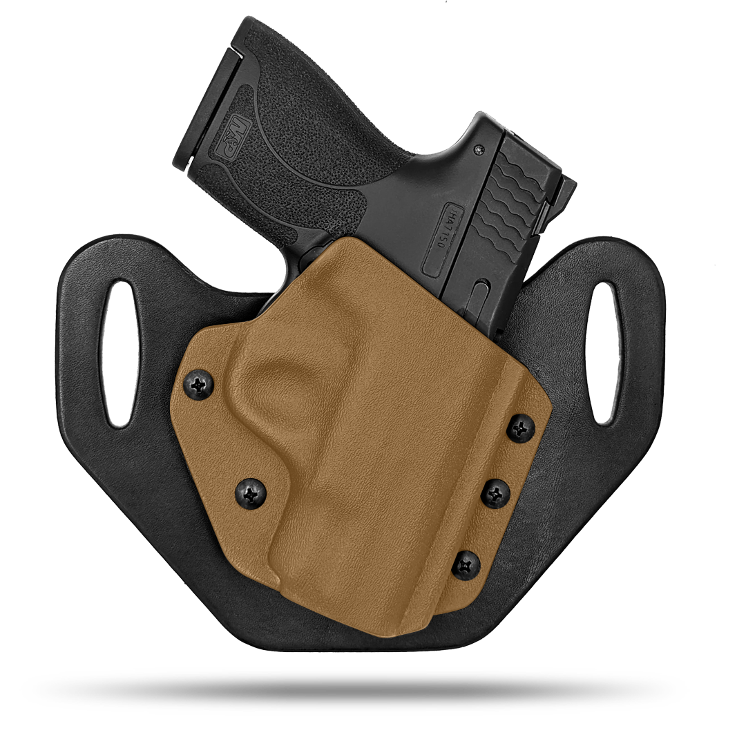 HIdden Hybrid Holsters, OWB, Outside the Waistband Holster made from quality leather and Kydex to provide comfort and retention