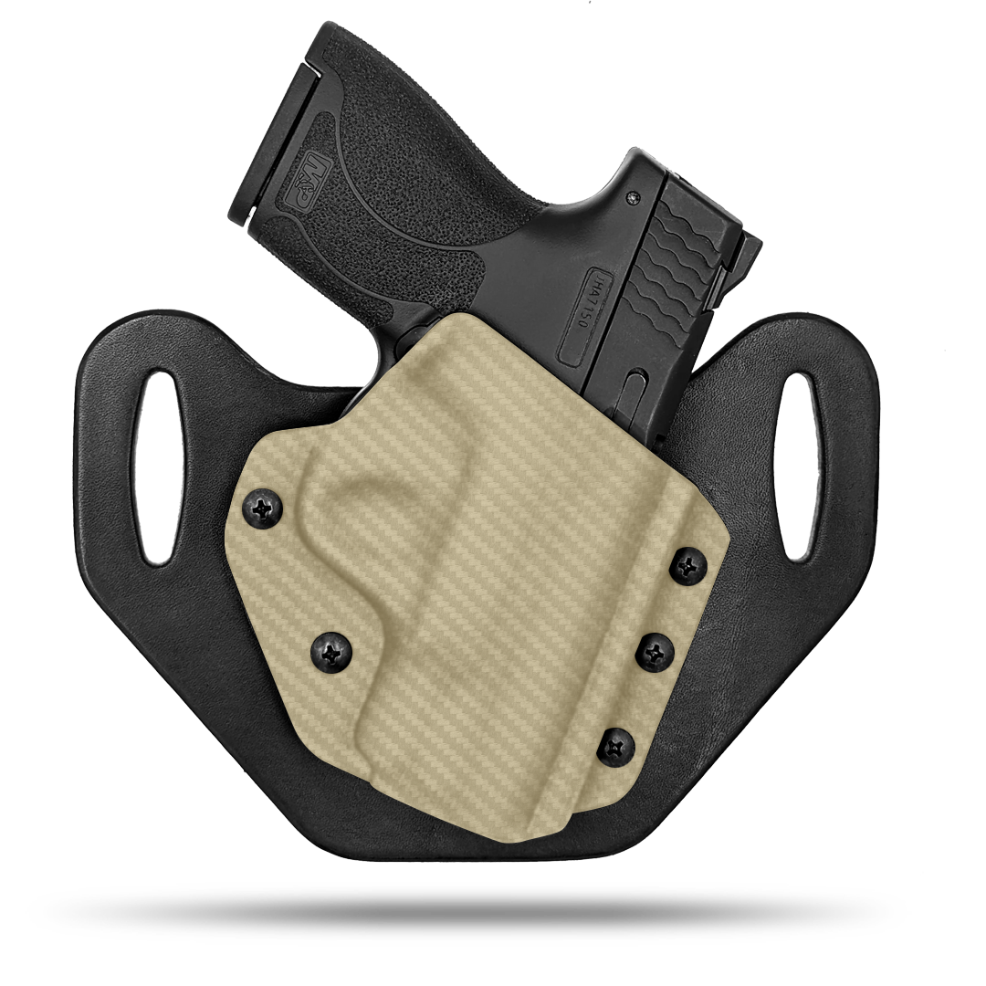 HIdden Hybrid Holsters, OWB, Outside the Waistband Holster made from quality leather and Kydex to provide comfort and retention