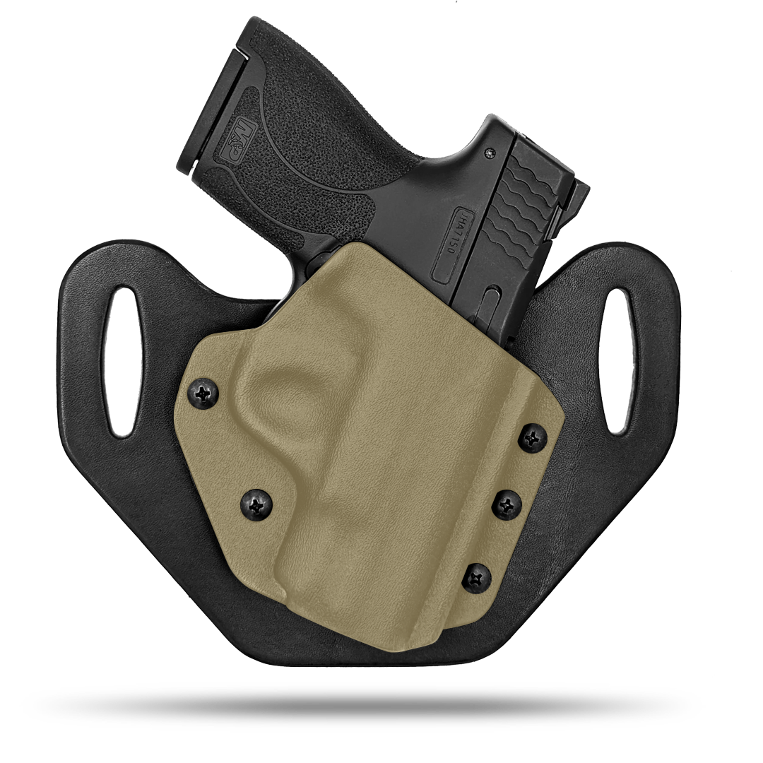 HIdden Hybrid Holsters, OWB, Outside the Waistband Holster made from quality leather and Kydex to provide comfort and retention