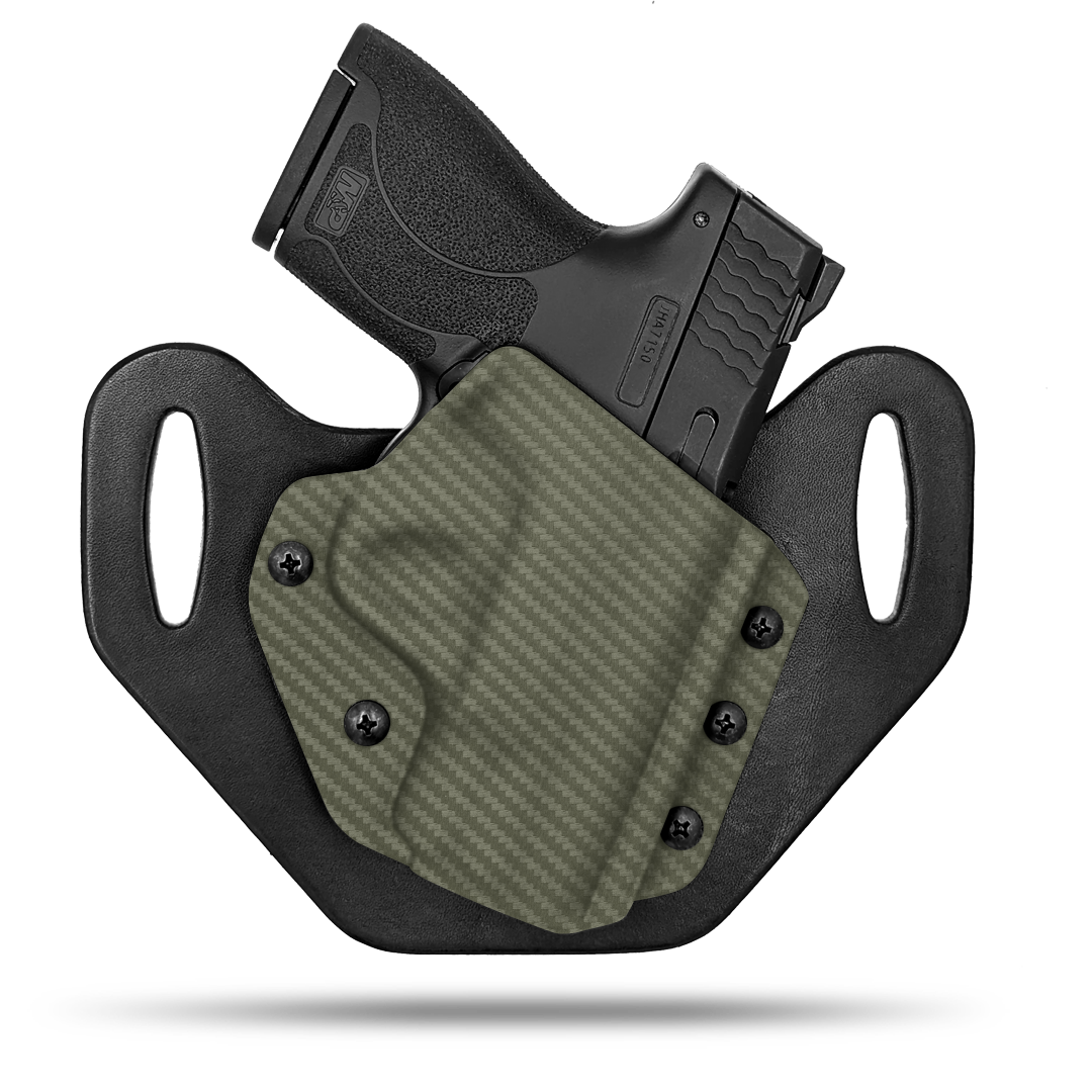 HIdden Hybrid Holsters, OWB, Outside the Waistband Holster made from quality leather and Kydex to provide comfort and retention