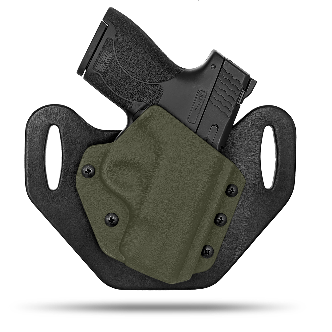 HIdden Hybrid Holsters, OWB, Outside the Waistband Holster made from quality leather and Kydex to provide comfort and retention