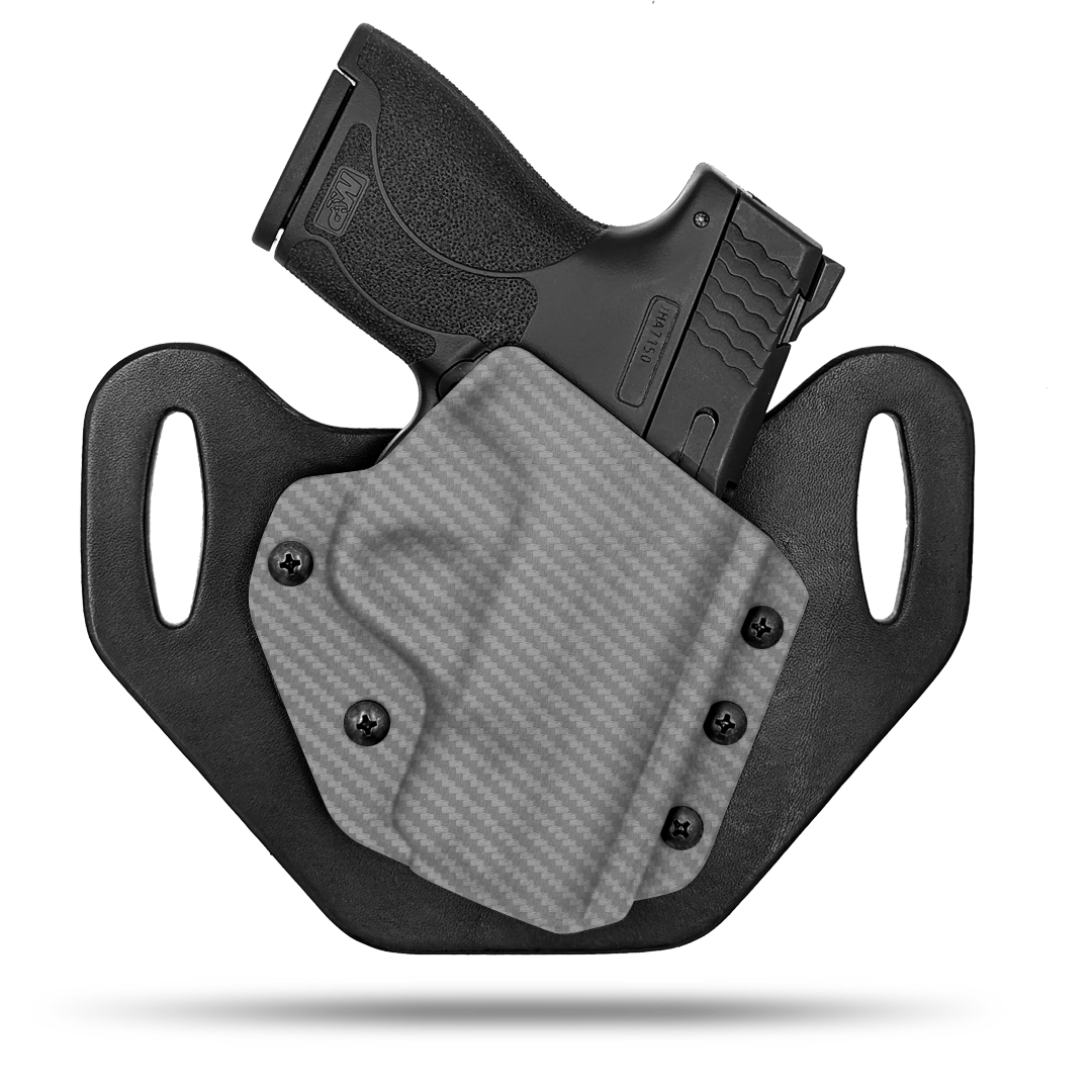 HIdden Hybrid Holsters, OWB, Outside the Waistband Holster made from quality leather and Kydex to provide comfort and retention