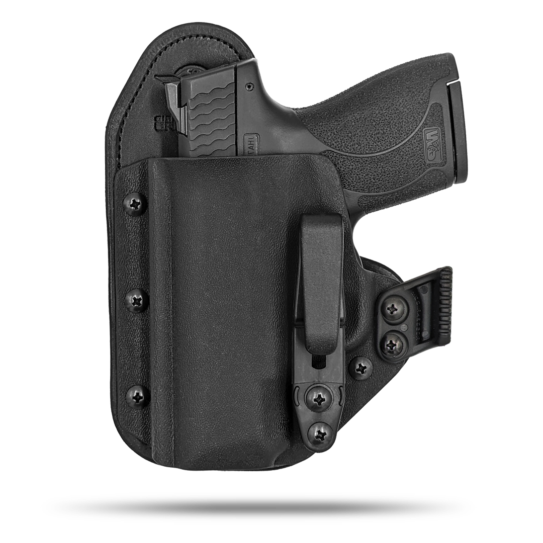 Ultra Comfortable Hidden Hybrid Holsters IWB, Conceled Carry Holster with Claw Concealment Option. The Claw puts pressure on the back of your belt t turn the grip closer to your body for less printing.