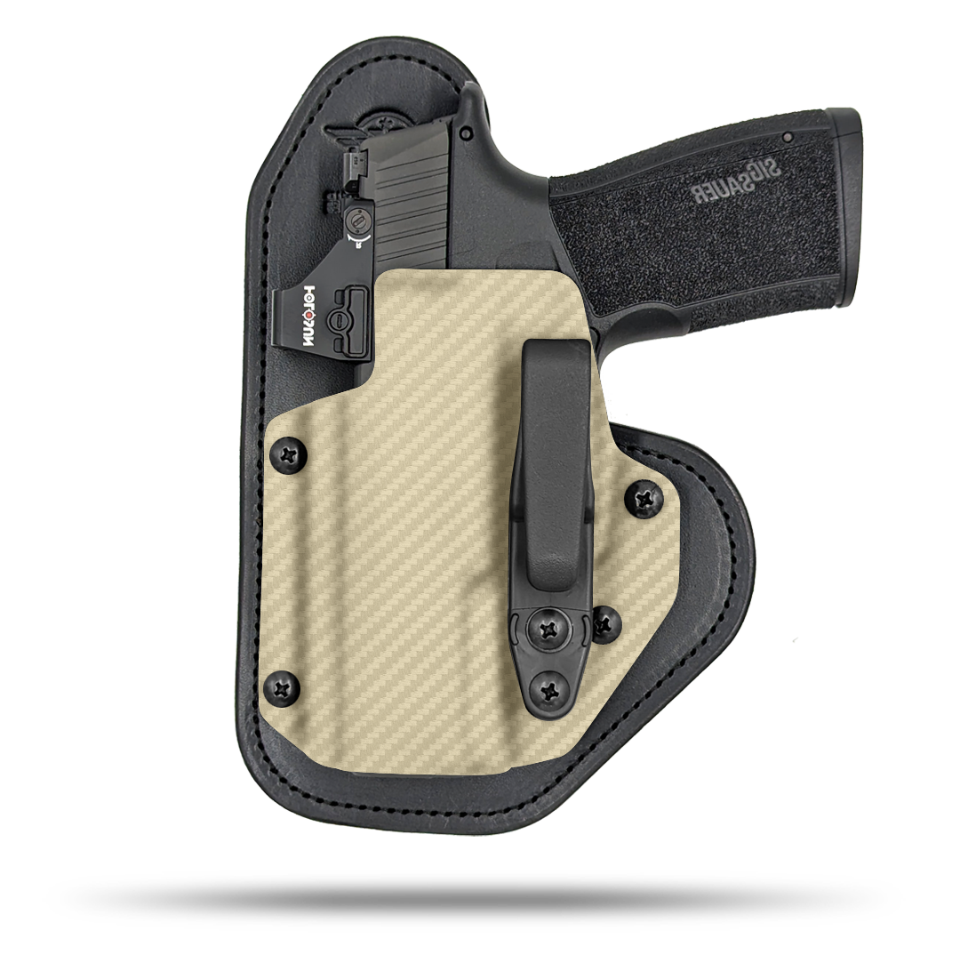 Ultra Comfortable, Optic Ready, Appendix and Strong Side Leather and Kydex Holster by Hidden Hybrid Holsters for Sig Sauer P365 xMacro