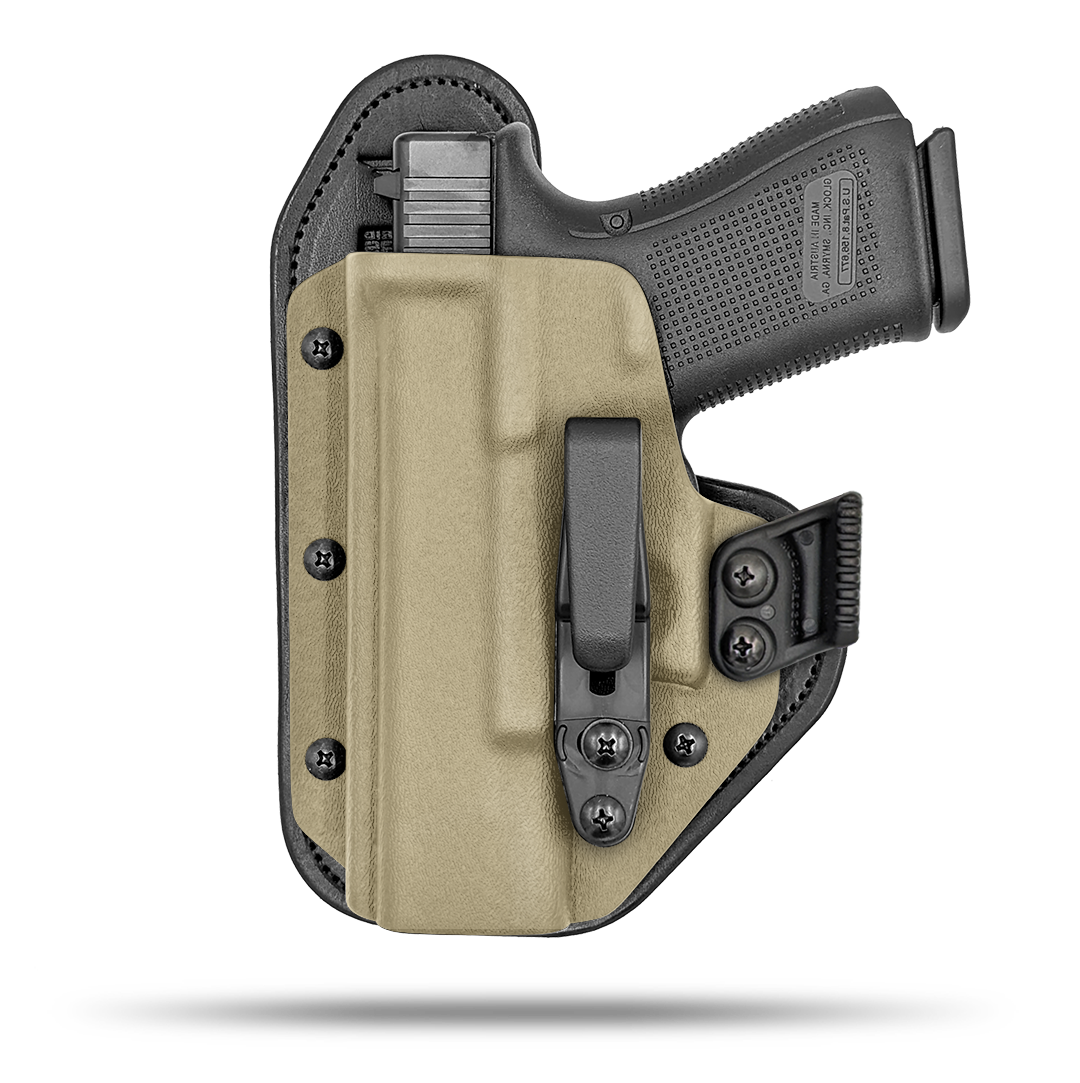 Comfortable Appendix or Small f the Back Holster with Claw Concealment Option by Hidden Hybrid Holsters