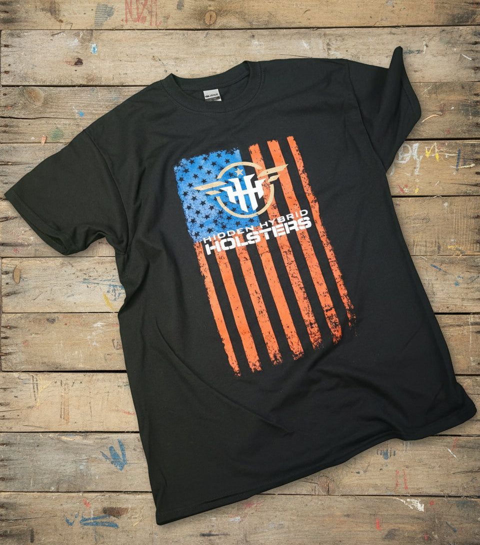 Hidden Hybrid Holsters flag T-Shirt BLACK